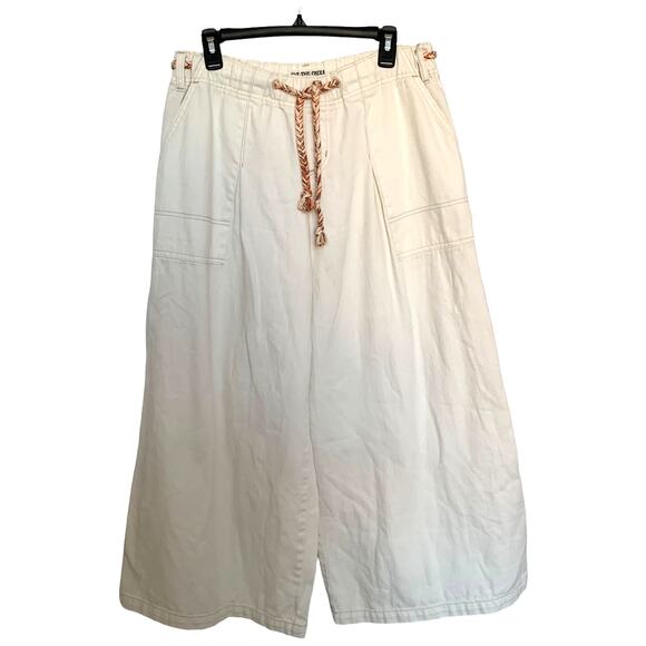 Free People CRVY Baggy High Rise Wide Leg Stretch Waist Belted Pants Size 28 - Picture 1 of 6